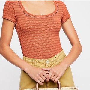 Final Sale NWT We The Free Rust Polka Short Sleeve Size XL